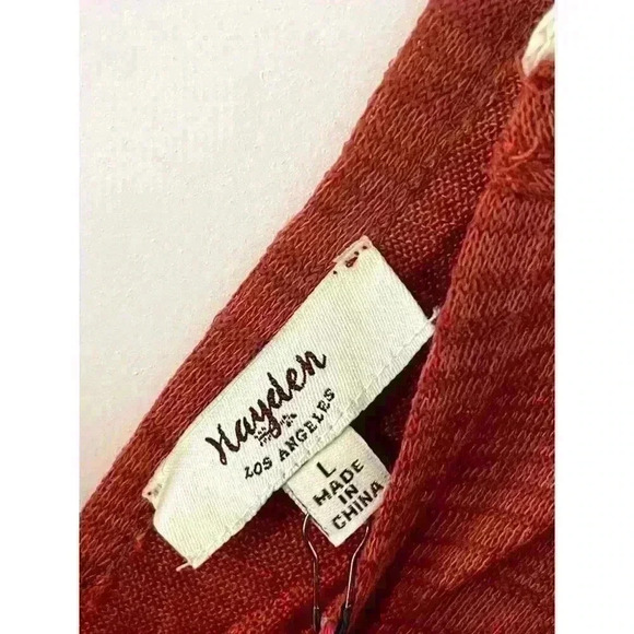 NWT Hayden Los Angeles Top Size L Rust Orange/Red Cold Shoulder Crochet strap - Picture 5 of 6
